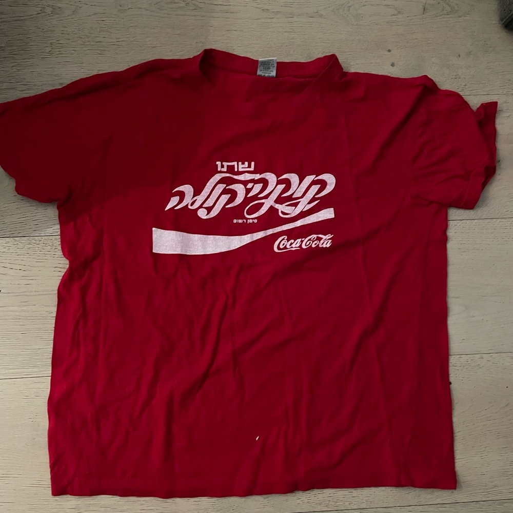 Red medium cotton israeli coke a cola shirt